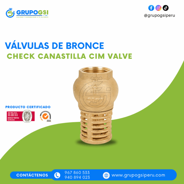 VÁLVULA CHECK CANASTILLA CIM VALVE