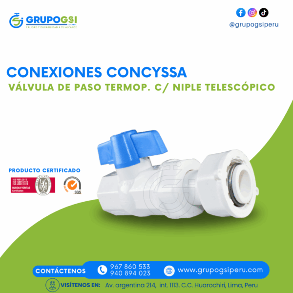 VÁLVULA DE PASO C/NIPLE TELECÓPICO