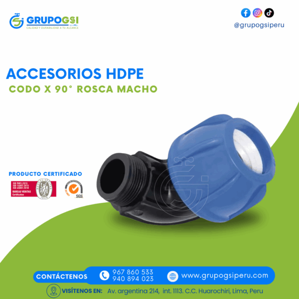 CODO X 90° ROSCA MACHO HDPE