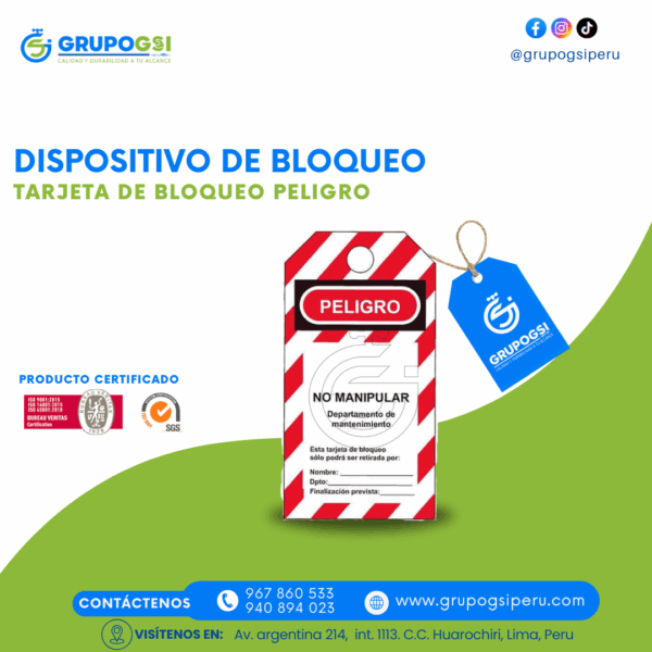 TARJETA DE BLOQUEO PELIGRO