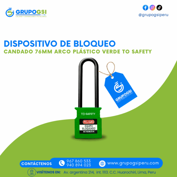 CANDADO 76MM ARCO PLÁSTICO TO SAFETY