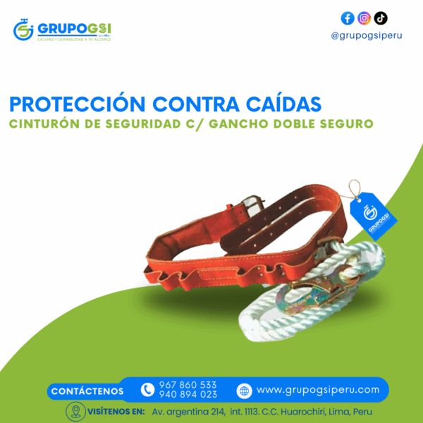 CINTURÓN DE SEGURIDAD C/GANCHO DOBLE SEGURO